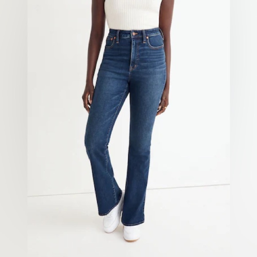 Madewell Dark Blue High-Rise Skinny Flare Jeans